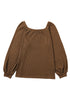 Scoop Neck Puff Sleeve Waffle Knit Top